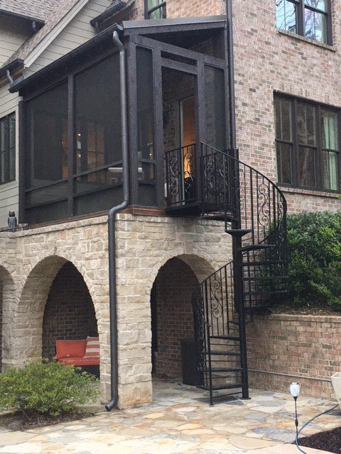 Exterior Spiral Stair with Scroll Balusters 