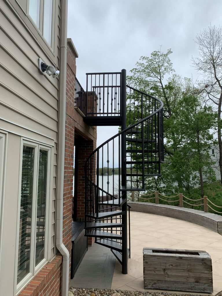 Exterior Spiral Stair with Knuckled Balusters