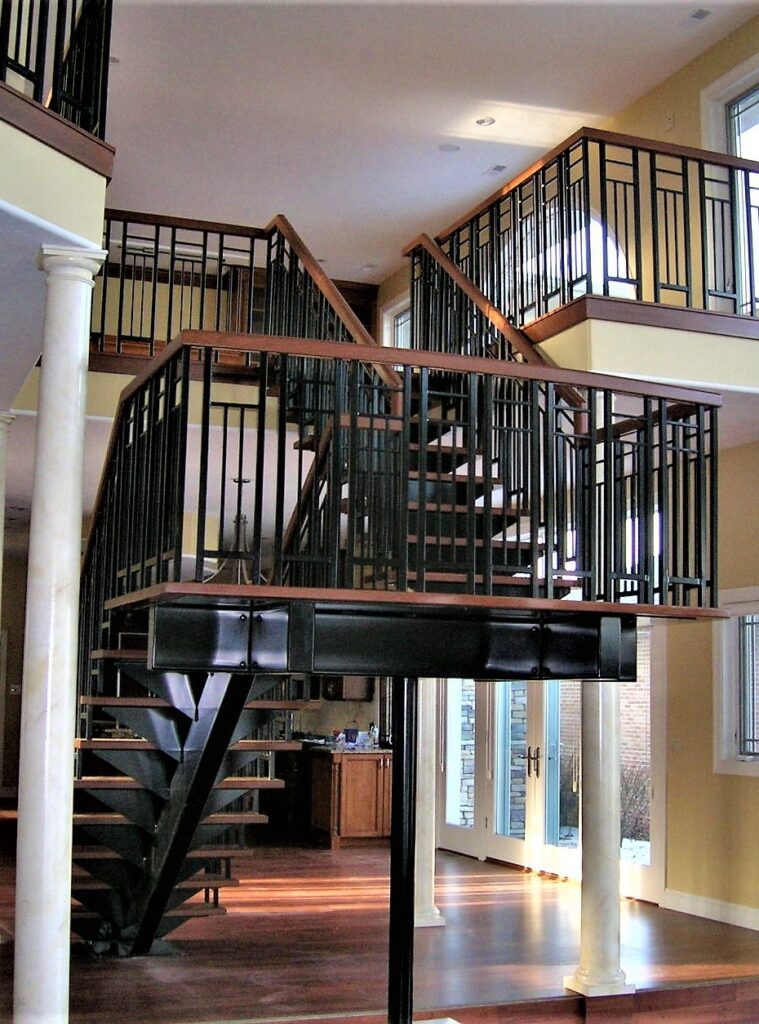 Switch Back Stairs with Wood Accents