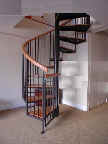 Standard Spiral Stair With Wood Accents and Gate 